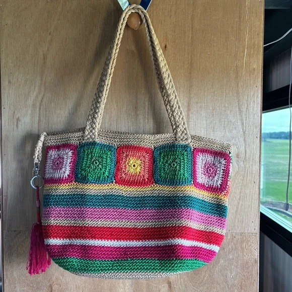 The Sak Crochet Kenya stripe Tote Bag multi - Picture 2 of 14